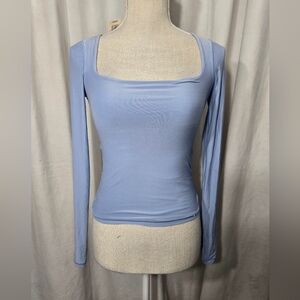 Smoothez By Aerie Blue Long Sleeve Square Neck Top Sz XS NWT